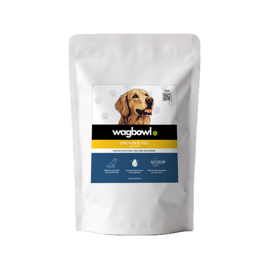 Wagbowl Chicken & Veg with Rice fresh dog food, 1kg stand-up pouch